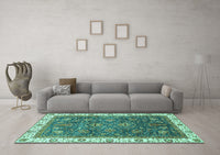 Machine Washable Abstract Turquoise Modern Rug, wshabs3242turq