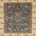 Square Abstract Brownish Green Modern Rug, abs3242