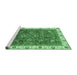 Sideview of Machine Washable Abstract Emerald Green Modern Area Rugs, wshabs3242emgrn