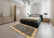 Abstract Brownish Green Modern Rug in a Bedroom, abs3242