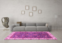 Machine Washable Abstract Pink Modern Rug, wshabs3242pnk