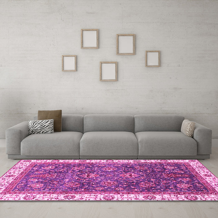 Machine Washable Abstract Pink Modern Rug in a Living Room, wshabs3242pnk