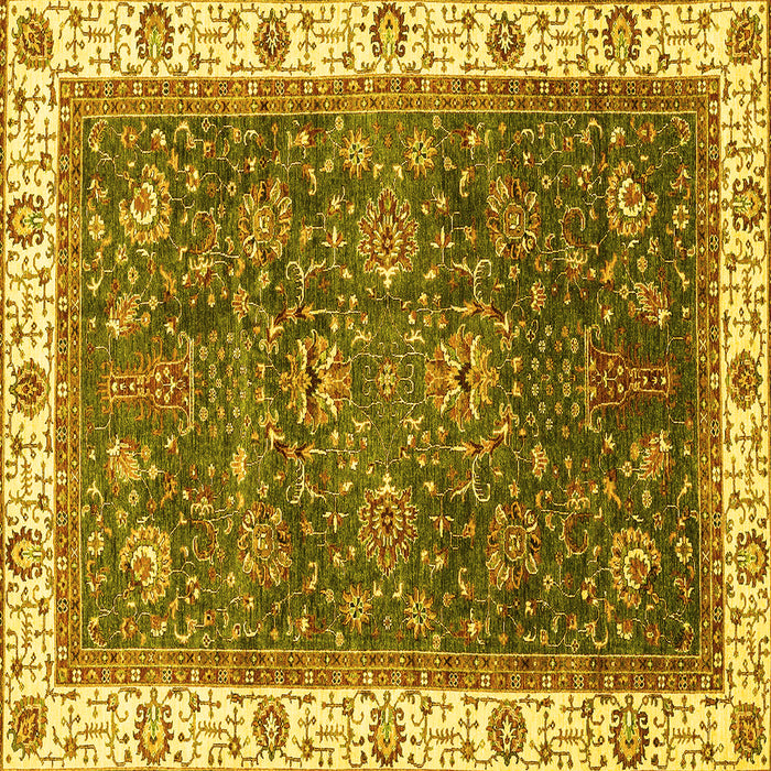 Square Abstract Yellow Modern Rug, abs3242yw