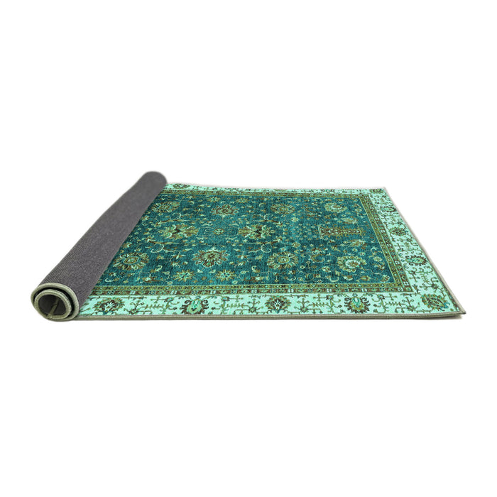 Sideview of Abstract Turquoise Modern Rug, abs3242turq