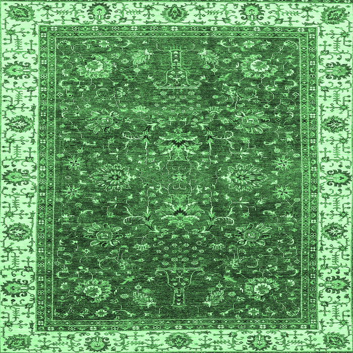 Square Abstract Emerald Green Modern Rug, abs3242emgrn