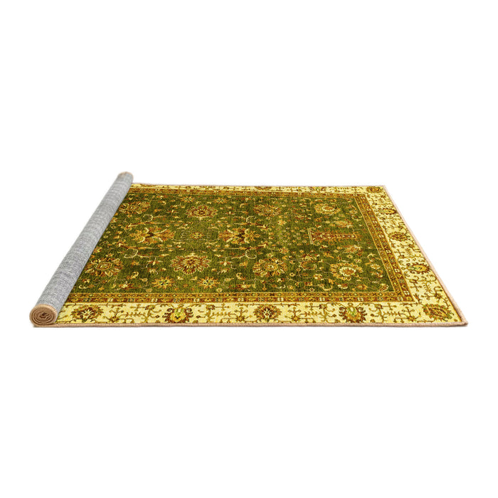 Sideview of Machine Washable Abstract Yellow Modern Rug, wshabs3242yw