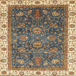 Square Machine Washable Abstract Brown Green Rug, wshabs3242