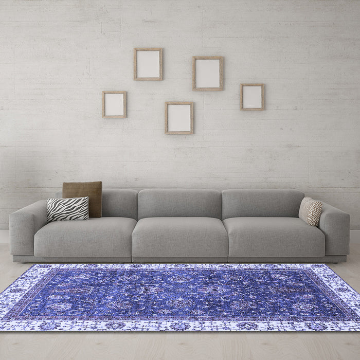 Machine Washable Abstract Blue Modern Rug in a Living Room, wshabs3242blu
