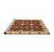 Sideview of Machine Washable Abstract Tomato Red Rug, wshabs3243