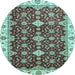 Round Oriental Light Blue Traditional Rug, abs3243lblu