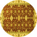 Round Oriental Yellow Traditional Rug, abs3243yw