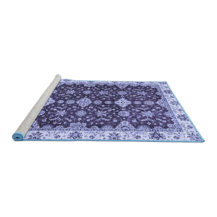 Sideview of Machine Washable Oriental Blue Traditional Rug, wshabs3243blu