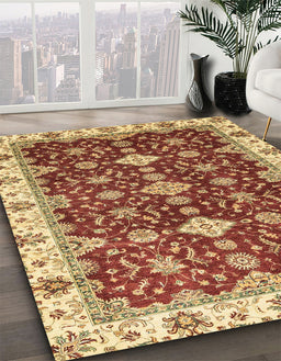 Abstract Red Oriental Rug in Family Room, abs3243