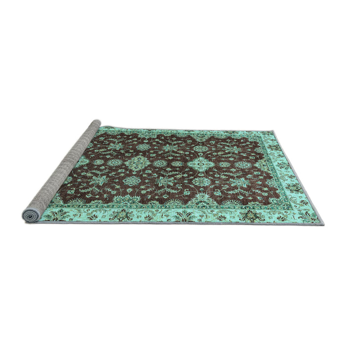 Sideview of Machine Washable Oriental Light Blue Traditional Rug, wshabs3243lblu