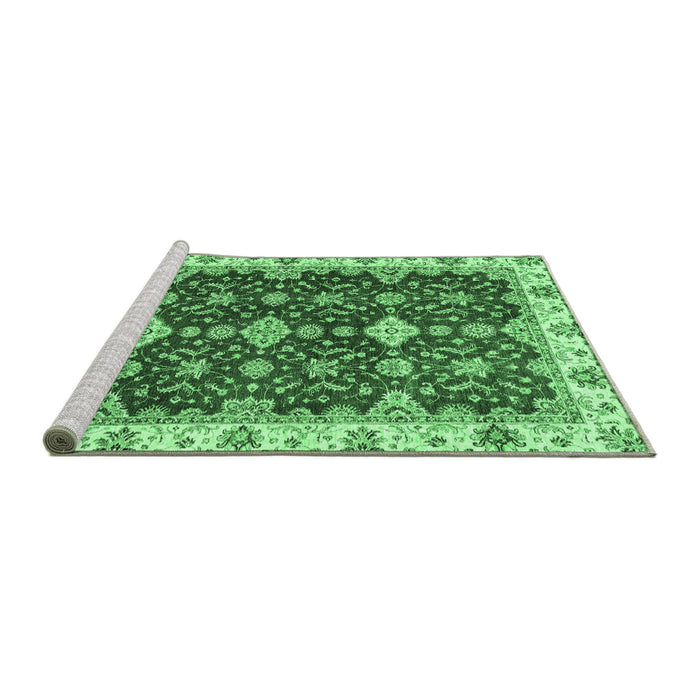 Sideview of Machine Washable Oriental Emerald Green Traditional Area Rugs, wshabs3243emgrn