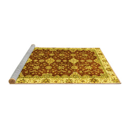 Sideview of Machine Washable Oriental Yellow Traditional Rug, wshabs3243yw