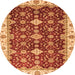 Round Machine Washable Oriental Orange Traditional Area Rugs, wshabs3243org