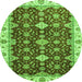 Round Oriental Green Traditional Rug, abs3243grn