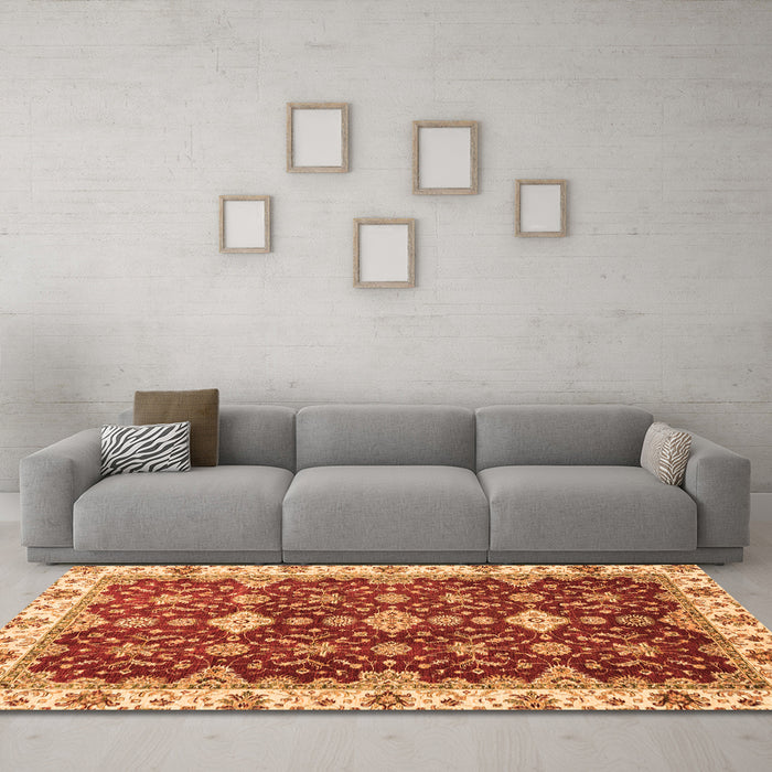 Machine Washable Oriental Orange Traditional Area Rugs in a Living Room, wshabs3243org