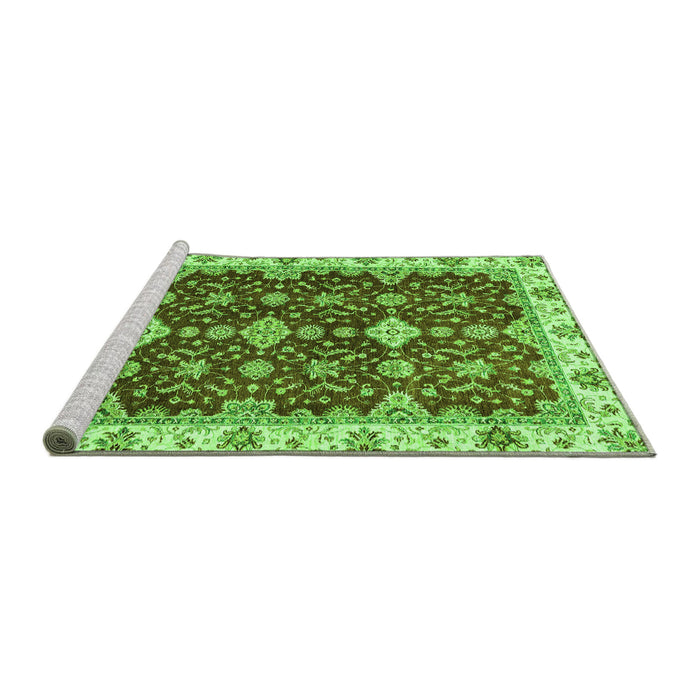 Sideview of Machine Washable Oriental Green Traditional Area Rugs, wshabs3243grn
