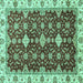 Square Oriental Turquoise Traditional Rug, abs3243turq