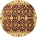 Round Machine Washable Oriental Brown Traditional Rug, wshabs3243brn