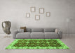 Machine Washable Oriental Green Traditional Area Rugs in a Living Room,, wshabs3243grn