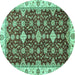 Round Oriental Turquoise Traditional Rug, abs3243turq