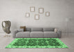 Machine Washable Oriental Emerald Green Traditional Area Rugs in a Living Room,, wshabs3243emgrn