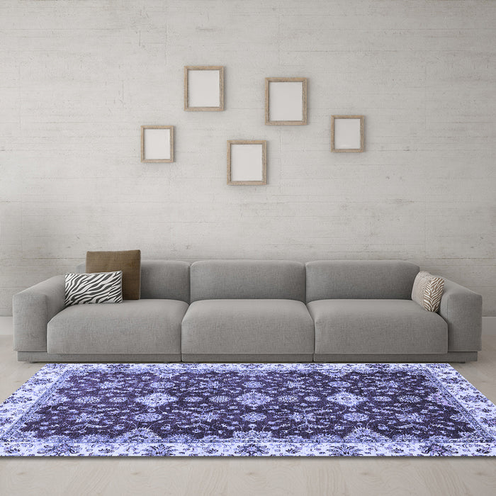 Machine Washable Oriental Blue Traditional Rug in a Living Room, wshabs3243blu