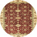 Round Abstract Red Oriental Rug, abs3243