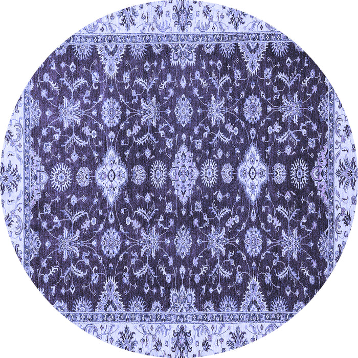 Round Machine Washable Oriental Blue Traditional Rug, wshabs3243blu