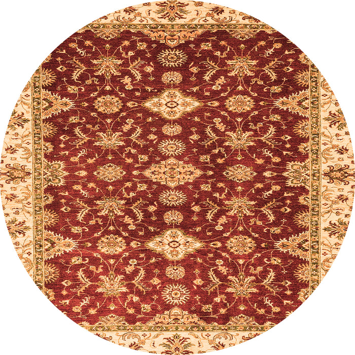 Round Oriental Orange Traditional Rug, abs3243org