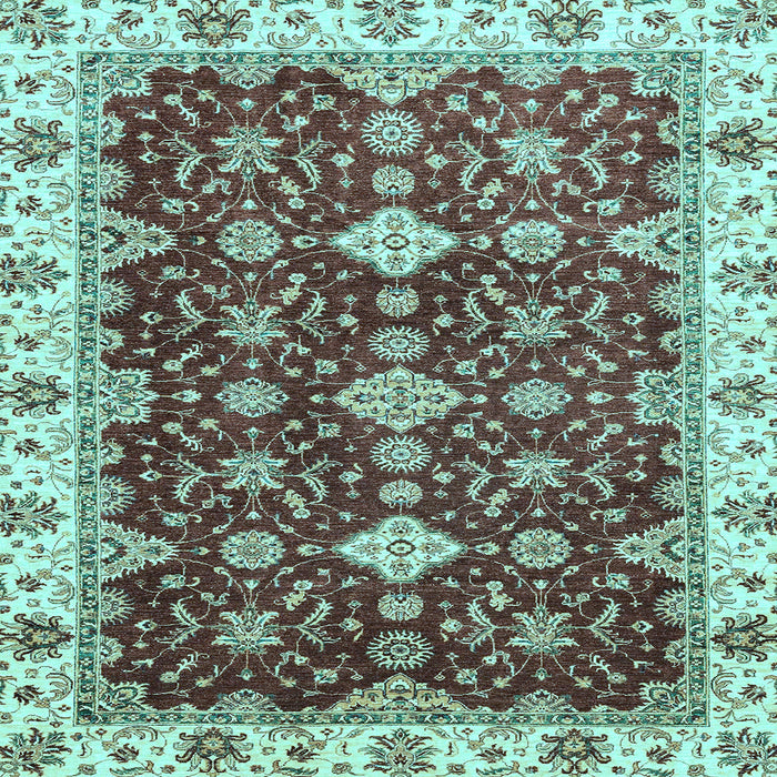 Square Machine Washable Oriental Light Blue Traditional Rug, wshabs3243lblu