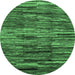 Round Machine Washable Abstract Emerald Green Modern Area Rugs, wshabs3244emgrn