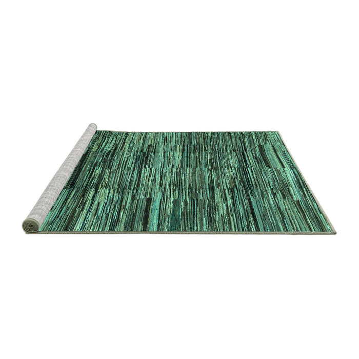 Sideview of Machine Washable Abstract Turquoise Modern Area Rugs, wshabs3244turq