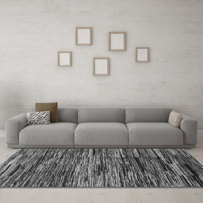 Machine Washable Abstract Gray Modern Rug in a Living Room,, wshabs3244gry