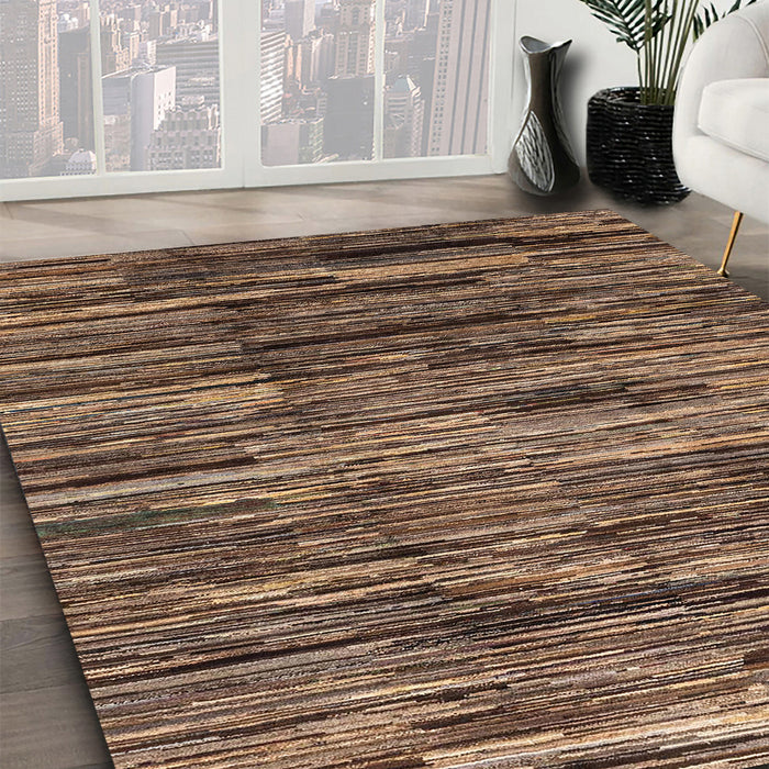 Machine Washable Abstract Bakers Brown Rug in a Family Room, wshabs3244