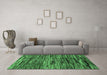 Machine Washable Abstract Emerald Green Modern Area Rugs in a Living Room,, wshabs3244emgrn