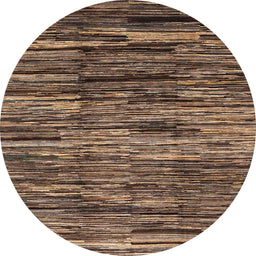 Round Machine Washable Abstract Bakers Brown Rug, wshabs3244