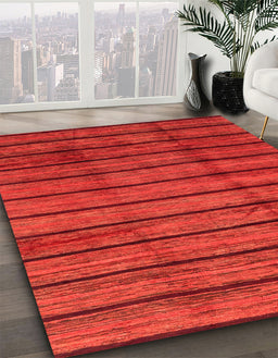 Abstract Red Modern Rug in Family Room, abs3245