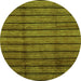 Round Machine Washable Abstract Green Modern Area Rugs, wshabs3245grn