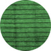 Round Abstract Emerald Green Modern Rug, abs3245emgrn