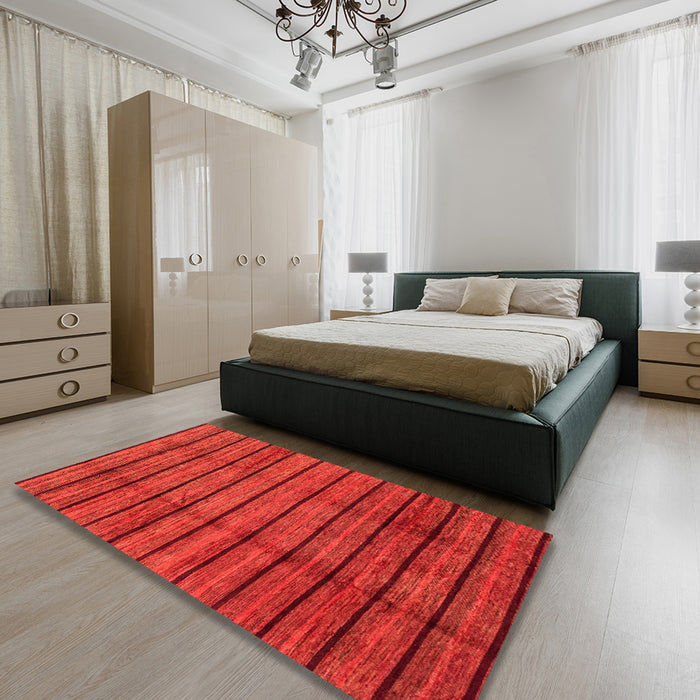 Abstract Red Modern Rug in a Bedroom, abs3245