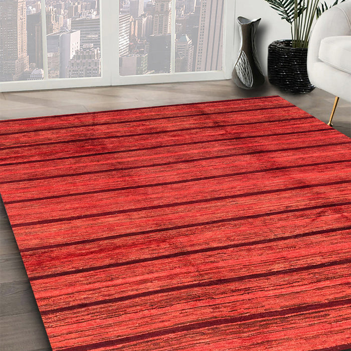 Abstract Red Modern Rug in Family Room, abs3245