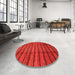 Round Machine Washable Abstract Red Rug in a Office, wshabs3245