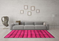 Machine Washable Abstract Pink Modern Rug, wshabs3245pnk