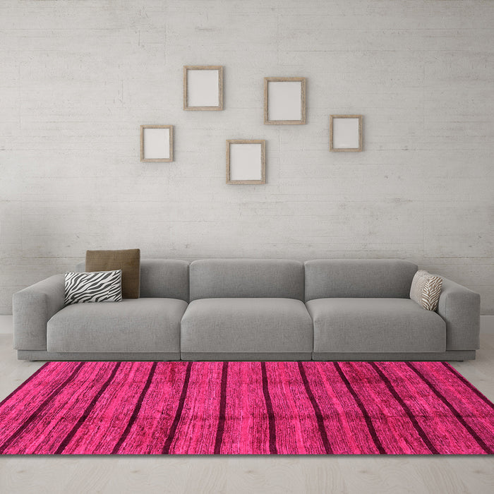 Machine Washable Abstract Pink Modern Rug in a Living Room, wshabs3245pnk