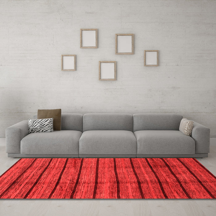 Machine Washable Abstract Orange Modern Area Rugs in a Living Room, wshabs3245org