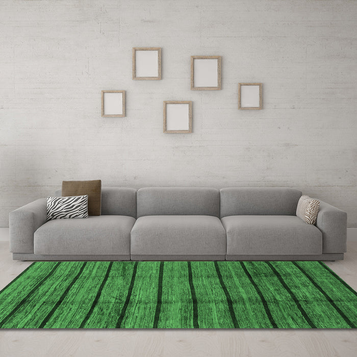 Machine Washable Abstract Emerald Green Modern Area Rugs in a Living Room,, wshabs3245emgrn